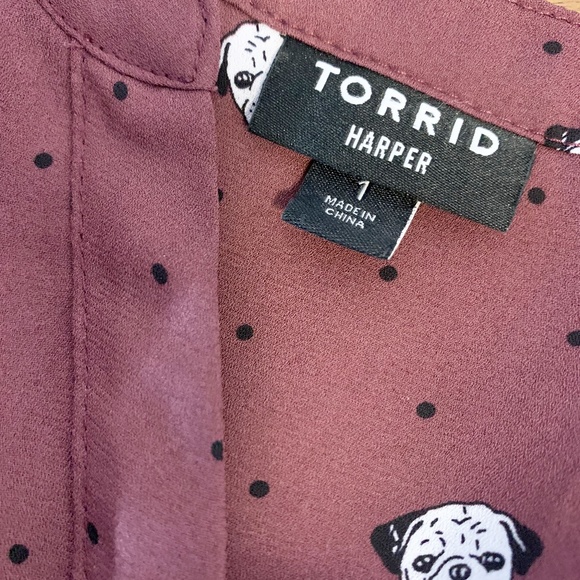 🕊️SOLD🕊️ Torrid Womens Dog Print Harper Georgette Pullover Blouse Plus Size 1X - Picture 16 of 16